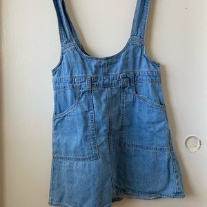 overall mini denim dress